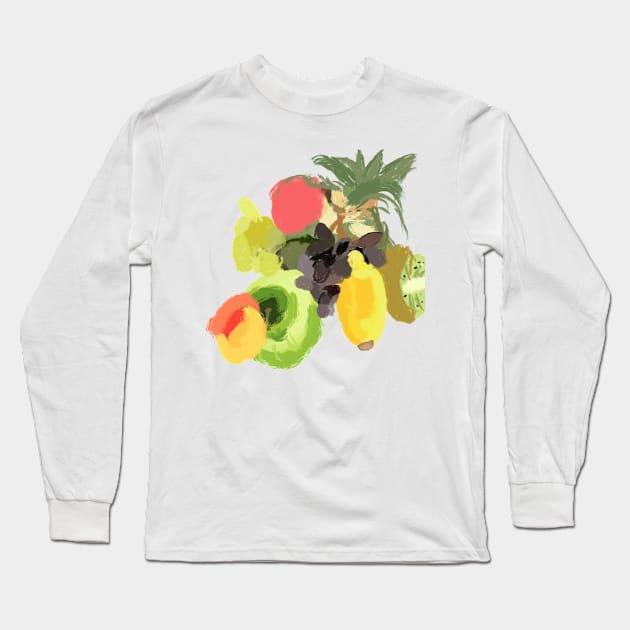 Fruits on A  shirt Long Sleeve T-Shirt by Joelartdesigns